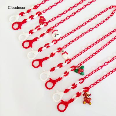 China New Fashion Christmas Gift Cartoon Charms Red Hanging Glasses Chain Red Acrylic Children's Mask Chain For Kids for sale