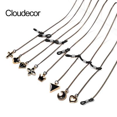 China Fashoin Sunglasses Chain Black With Flower Cross Charm Lanyard Necklace Glasses Chain Women Masked String Holder Eyewear Lanyard for sale