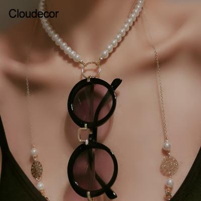 China New Style Pearl Glasses Mask Scarf Necklace Holder Women Girls Glasses Accessories Gold Plated Sunglasses Show Neck Chain for sale