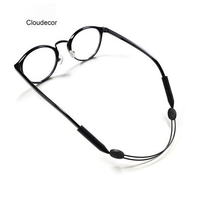 China Fashoin Black Glass Rope Sports Glasses Fixing Adjustable Anti Slip Loss Silicone Strap Magnet Hanging Clasp for Adult Kids for sale