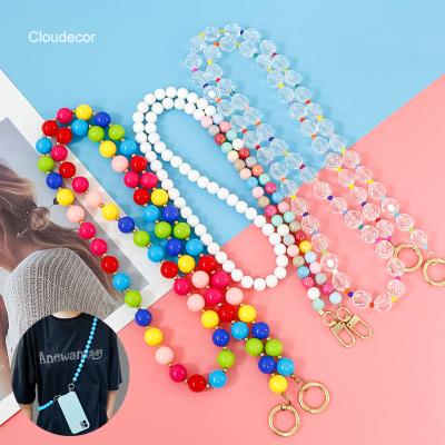 China Detachable Phone Lanyard Unique Phone Case Shoulder Strap Retractable Lanyard For Phone Anti Drop Cross - Body Acrylic Round Beaded Cell Phone Strap Long for sale