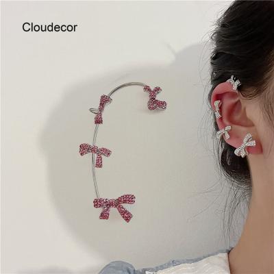 China New Durable Pink Butterfly Non Pierced Free Clips Earring Clip Hanger Women Zircon Earrings Jewelry Gift for sale