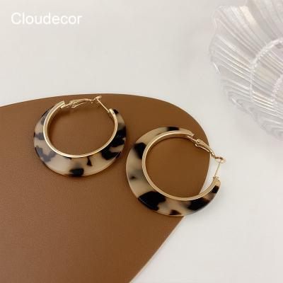 China Colorful Oversized Acrylic Geometric Gold Plated Circle Earrings Fashion C Circle Earrings Women Leopard Vintage Statement Acetate C Shape Earrings for sale