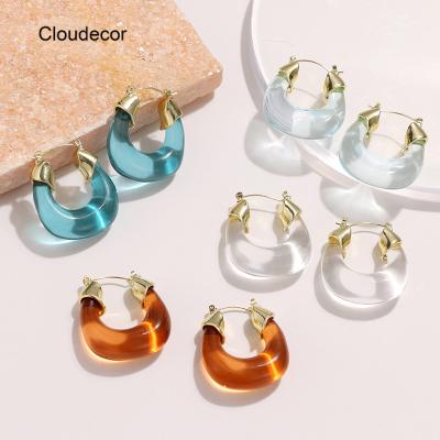 China Fashionable Clear U Circle Resin Earrings Famous Brands Resin Earrings Brown Statement Women Jewelry Acrylic Charming Elegant Earrings for sale