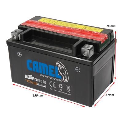 China Guaranteed Quality Camel Brand 12V Lead Acid Battery 7Ah Ytx7A BS Motorcycle Battery 02 (E10) for sale