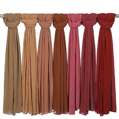 China Yiwu Fashion Twill Pleated Wrinkle Shawl Ladies New Hooded Headband Hijab Women Ladies Woman Girle Scarf Cotton And Canvas Muslim Headscarf for sale