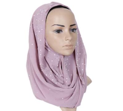 China 2021 Hot Premium Diamond Hot Drilling Porcelain Muslim Turban Yiwu xinshu Women Ladies Girle Bubble Bead Chiffon Hijab Scarves for sale