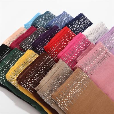 China Factory Price Women Ladies Girle Bubble Chiffon Hijab Diamond Glitter Rhinestone Muslim Chain Scarves With Rhinestones for sale