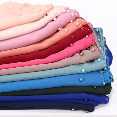 China Wholesale Muslim Gem Chiffon Scarf Multi Color Plain Pearl Hijab Woman Ladies Girle Long Scarf For Women for sale