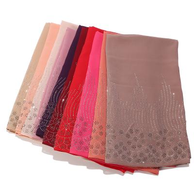 China Girle\Wholesale 90*180cm Hijab Scarf Muslim White Islamic Chiffon Hijab Rhinestone Scarf Woman Ladies Girle for sale