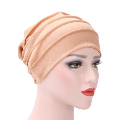 China Solid Color Muslim Islamic Milk Braid Hot Selling Prayer Silk Hats Wraps Muslim Hijab Hat Turban for sale