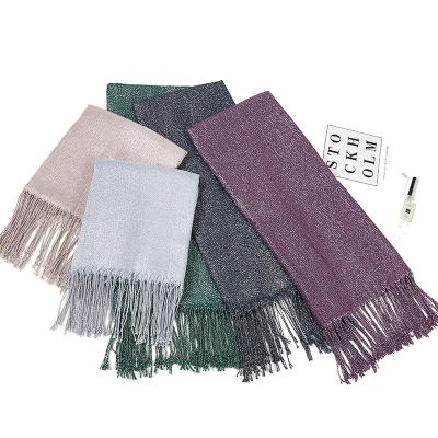 China Girle Women Ladies New Arrival Glitter Shimmer Polyester Scarf Long Tassel Hijab Shawl Muslim Islamic Muslim Hijab Shawl for sale