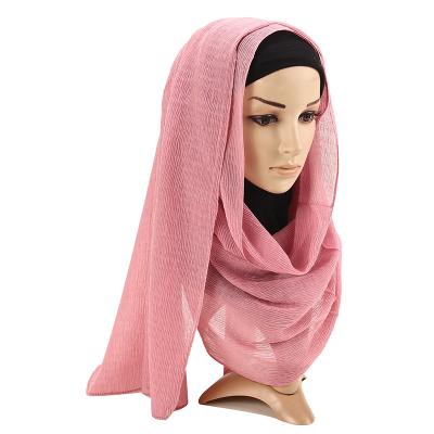 China Hot Sale 180*70cm Women Ladies Color Shawl Plain Cotton Hijabs Pure Cotton Tank Top Girle Crinkle Muslim Hijab for sale