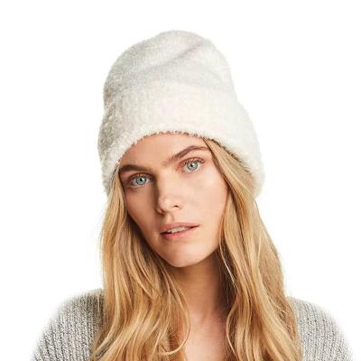 China New Rabbit Fur Beanie Hat For Women Winter Wool Hat Simple Warm Chenille Gorros Female Hat for sale