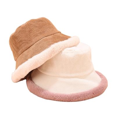 China 2021 fashion women's winter new plush bucket hat simple thick corduroy bucket hat bucket hat for sale