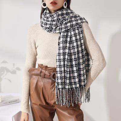 China Factory New Women Plaid Scarf Winter Cashmere Shawls Thick Lady Tassel Warm Scarves European American Custom Made for sale