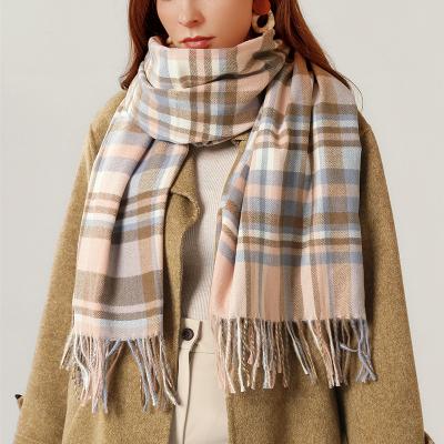 China 2020 autumn and winter new wool fashion European American plaid scarf tassel shawl retro female bag scarf for men and women for sale