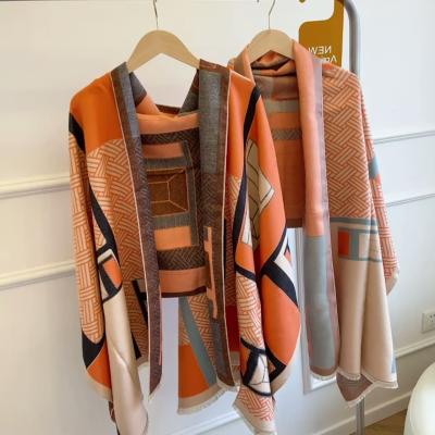 China Winter New Winter News Shawl Plaid Scarf Soft Cashmere Scarf European American Geometric Thick Acrylic Scarf Women for sale