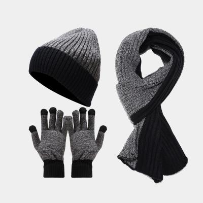 China 2021 Mid Winter Beanie Hat Scarf Glove Sets 3pcs Hats Glove And Scarf Sets 3pcs Hat And Scarf Set for sale