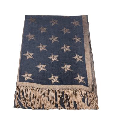 China European American factory wholesale winter fashion warm pattern stars jacquard shawls for women for sale