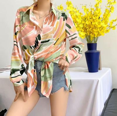 China Wholesale Womd Proof 2021 New Arrival Autumn Women Long Sleeve Long Shirt Women Floral Blouse for sale