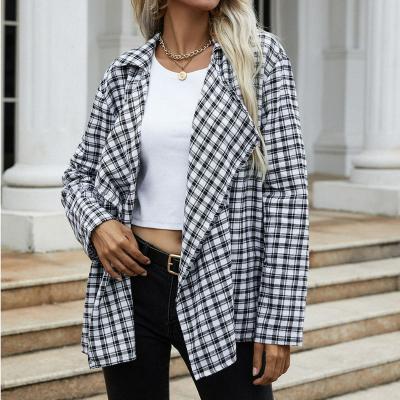 China Wind Proof 2037 Women Shirket Long Sleeve Plaid Jacket for sale