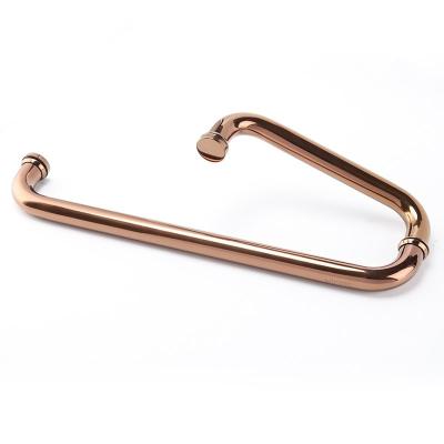 China Mordern Double Sides Long Shower Door Handle Bathroom Glass Handles Rose Gold for sale