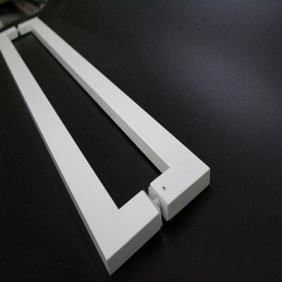 China New Modern White Powder Coated Square Stainless Steel Glass Door Handle Interior for sale