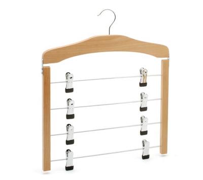 China DISPLAY 4 layers wooden pants hanger with clips LSTN014 for sale