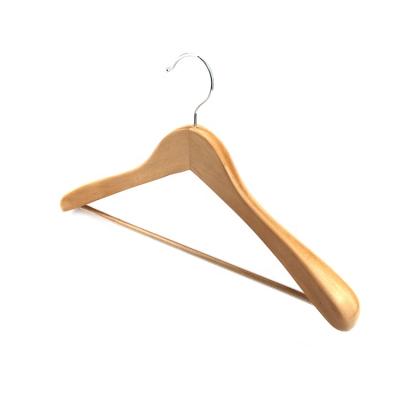 China Double-arm luxury lotus wood coat hanger with transparent round tube bar for sale