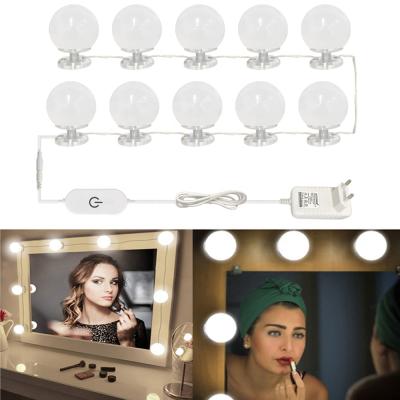 China Aluminum Alloy Makeup Mirror Vanity LED Kit Brightness Stepless Dimmable Screw Bulbs On Skin Wires Make Up Lamps Hollywood Cosmetic Light for sale