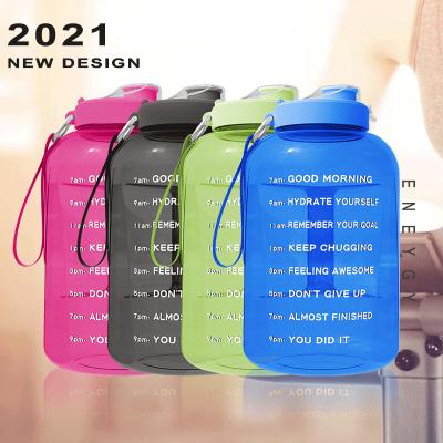 China Wholesale 1 Gallon PETG Water Bottles Botella 3780ml Viable Plastic Gym Sport Free Water Bottle With Straw for sale