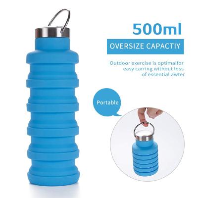 China Sustainable Amazon BPA Free Expandable Collapsible Travel Sports Silicone Drinking Collapsible Water Bottle for sale