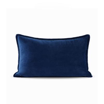 China Solid Blue Velvet Cushion Cover Solid Decorative Tile Covers Cushion Case For Sofa Bedroom 12 x 20 inch 30 x 50 cm for sale