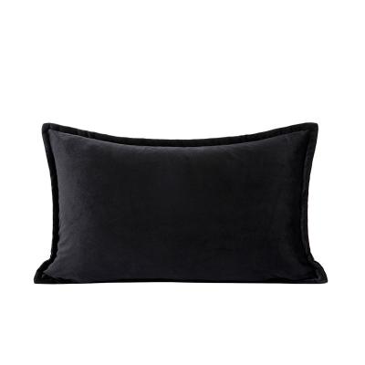 China Sustainable Luxury Black Velvet Pillow Cover Skin Friendly Comfortable 12*20inches For Living Room Sofa Horizontal Bed for sale