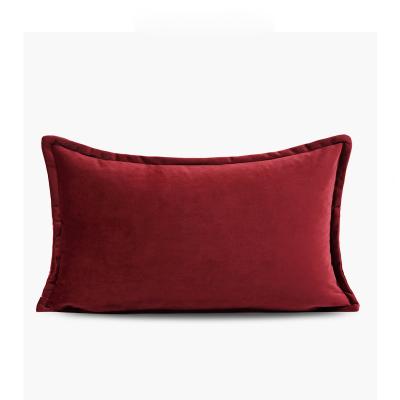 China Viable Luxury Living Room Sofa Pillow Home Decor Cushion Velvet Pillow Cover Red Light Cover 30*50cm Throw Pillow Case Solid Color for sale