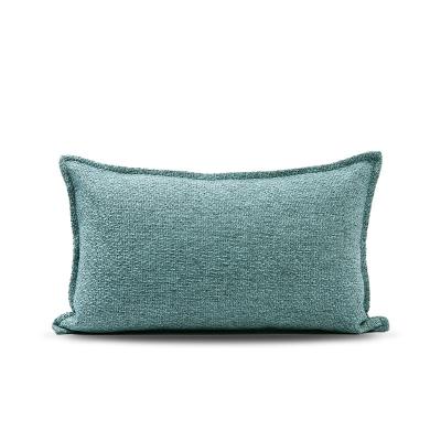 China Viable Japanese Nordic Style Lumbar Pillow Quilting Blue-Green Custom Cushions Covers Suitable for Office Bed Cotton and Canvas for sale