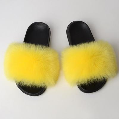 China Wholesale Fashion Trend Flip Flop Faux Fur Natural Fur Slippers for sale