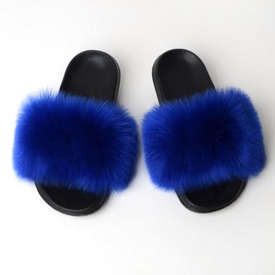 China New Fashion Trend Wholesale Custom Women's Faux Fur Slippers Fluffy Female Slides Fake Fur Slippers for sale