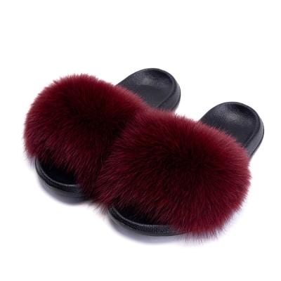 China Fashion Trend Fashion Cruelty Custom Slipper Indoor Comfortable Wholesale Cheap Black Fox Fur Free Slides Sandals for sale