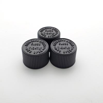 China Non Spill Child Proof Cap 20 Mm Neck Bottle Black CEC Cap Pressure Screw Cap for sale