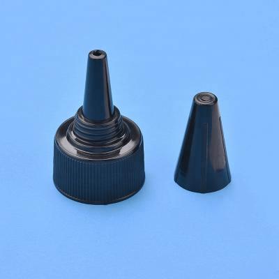 China Non Puddle In Stock 28mm Black Plastic PP Seal Cap With PE Foam Seal Gasket Along Tip Spout Cap for sale