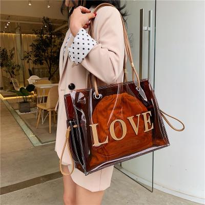 China 2021 Fashion New Arrival Transparent PVC Handbag Cross - Body Bag Set Clear Purse Shoulder Bag For Women for sale