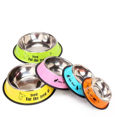 China Stocked Pets Feeder Bowl and Water Bowl Stainless Steel Dog Bowl with Rubber Base for Small/Medium/Large Dogs for sale