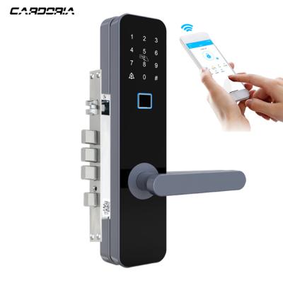 China Tuya Wood Anti-collision High Security Anti-collision Anti-fall Anti-winding Door Base Track Door Base Track Fingerprint Electronic Digital Wifi Lock en venta