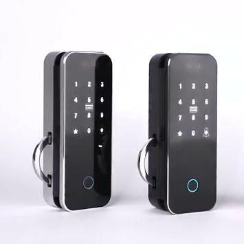 China Frameless Tempered Glass Fingerprint Door Push Hook Sliding Doorbell Built-in Safe Intelligent Digital Remote Control Radio Doorbell for Office for sale