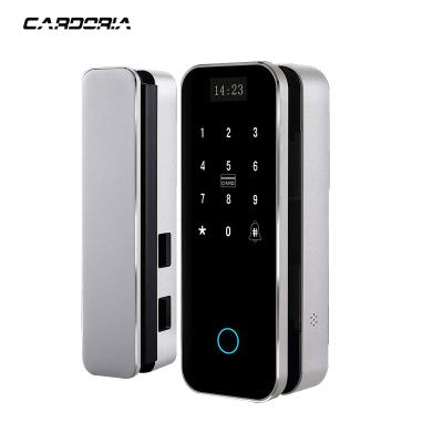 China Fingerprint Smart Glass Door WiFi Security App Combbinationunlockmode tuya stainless steeglass door lock for sale