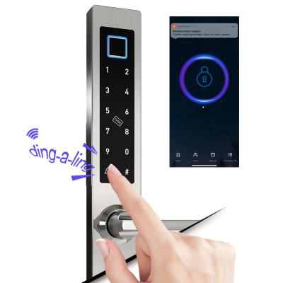 China Competitive price aluminum digital fingerprint broken keyless bridge electric tuya smart door lock 310*40MM for sale