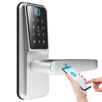 China Wooden Smart Door Lock / Fingerprint Door Security Door For Tuya App Home Smart Outdoor Unlock And Remote Dynamic Password To Open Front Entrance Smart Lock tuya for sale