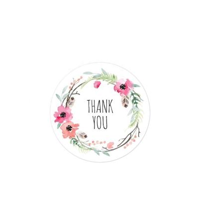 China Scratch Off White Waterproof Label Paper Sticker Lovely Thank You Flower Logo Custom Template for sale